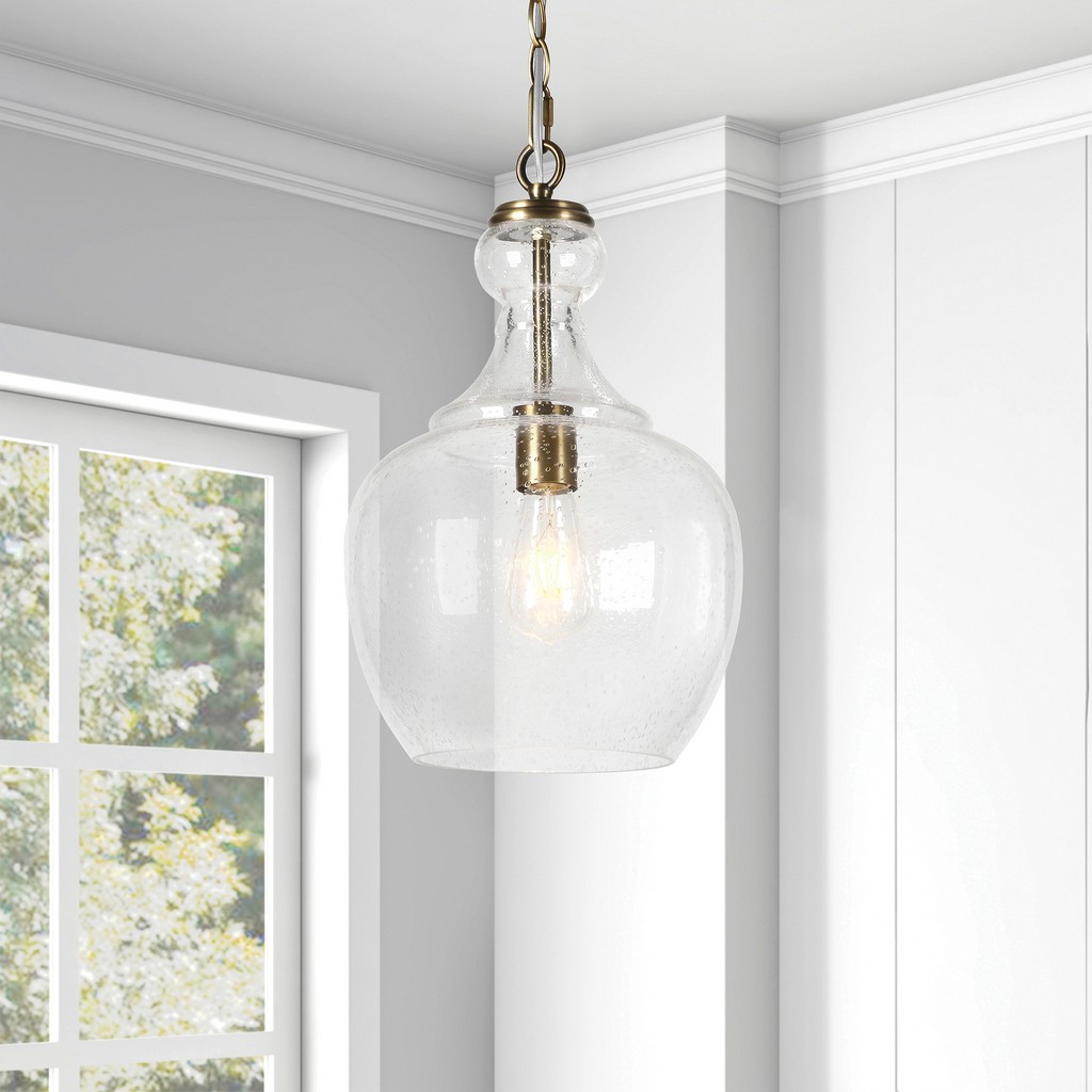 Westford Brass And Seeded Glass Pendant - Hudson & Canal Pd0270