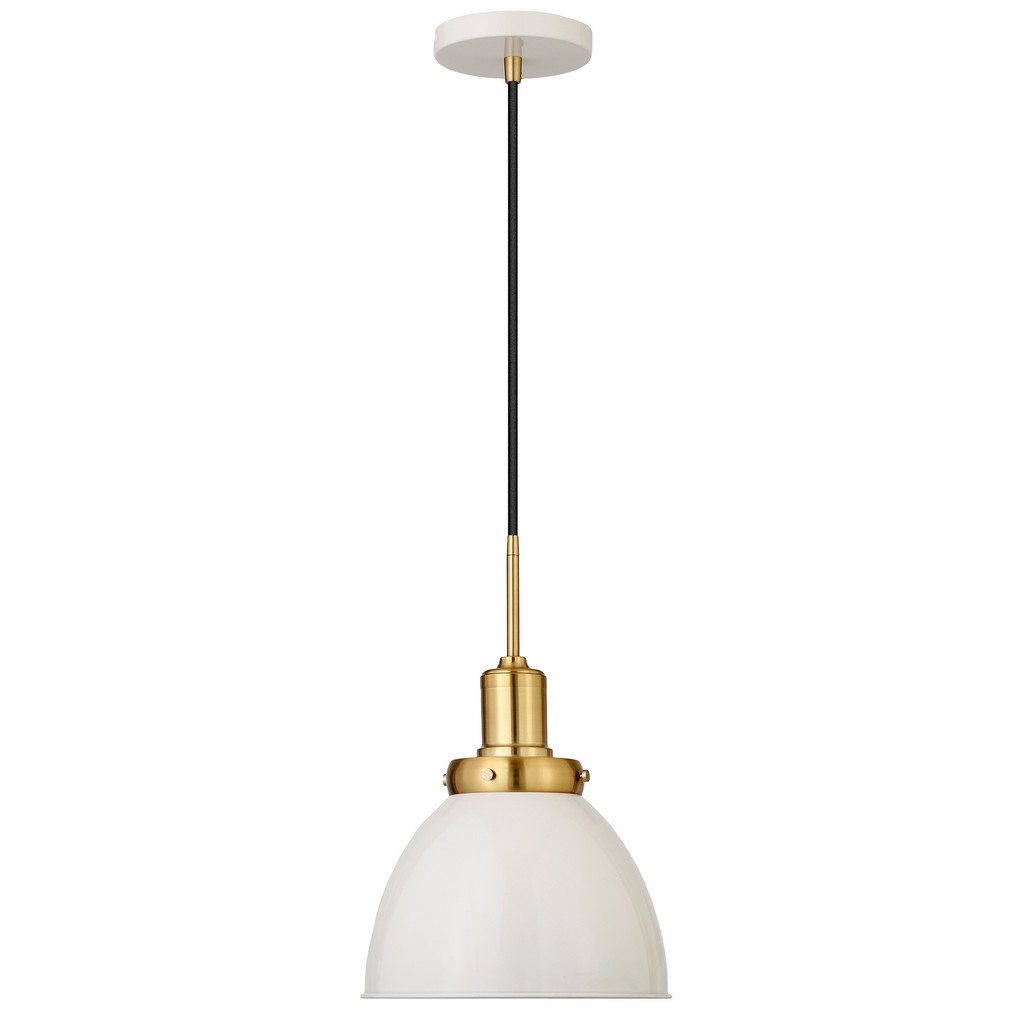 Madison Pearled White And Brass 12" Metal Pendant - Hudson & Canal Pd0739