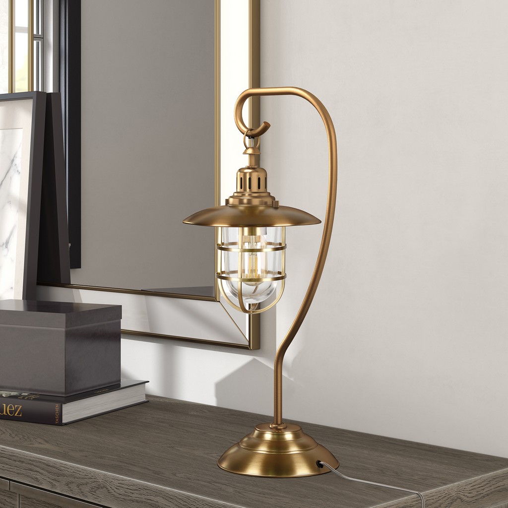 Bay Antique Brass Nautical Lantern Lamp - Hudson &amp; Canal TL0212