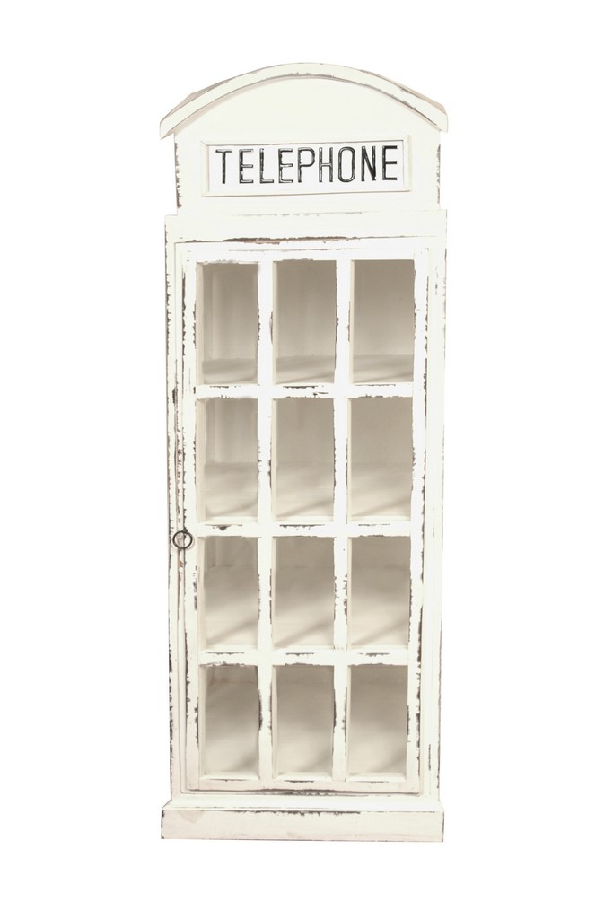 Sunset Trading Cottage English Phone Booth Cabinet In Distressed White - Sunset Trading Cc-cab064ld-ww