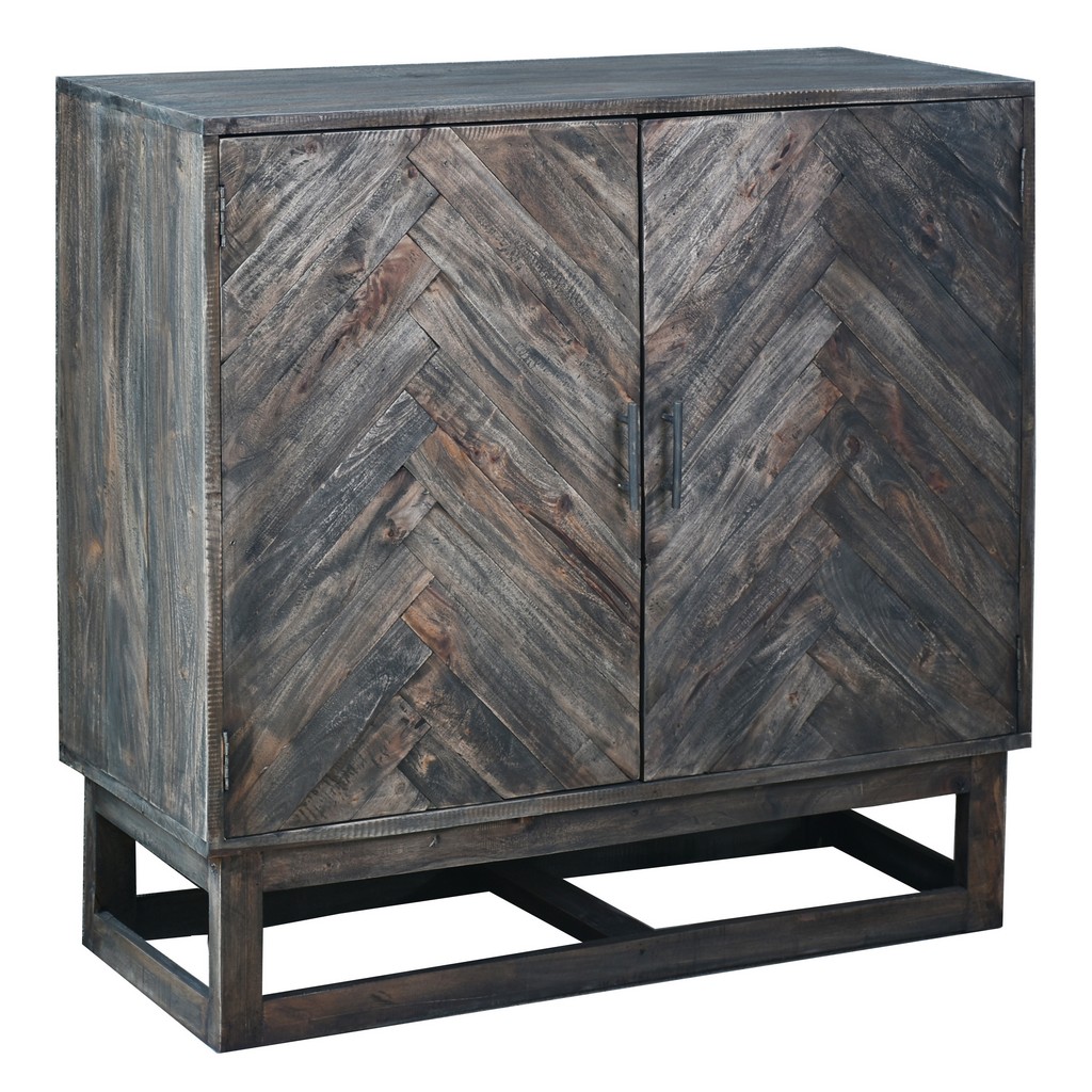 Sunset Trading Cottage Herringbone Cabinet Made From Solid Wood In Raftwood Brown - Sunset Trading Cc-cab275s-rw