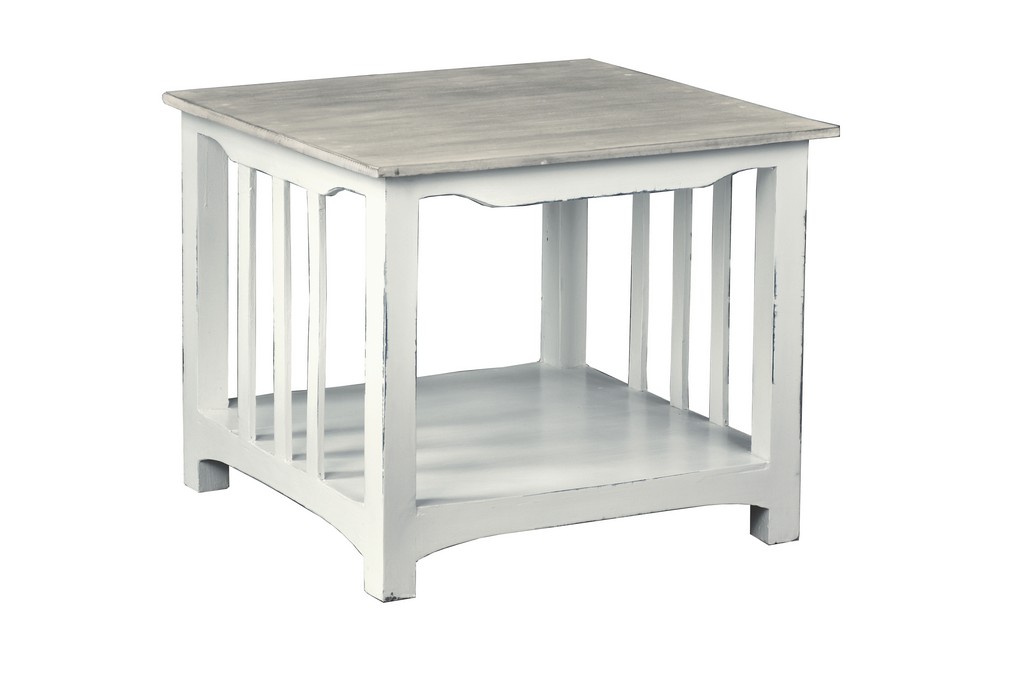 Sunset Trading Cottage End Table In Distressed White And Gray - Sunset Trading Cc-tab184tld-wwsw