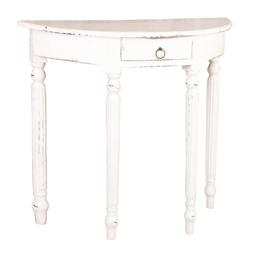 Sunset Trading Cottage Rounded Front Console Table In Distressed White - Sunset Trading Cc-tab2272ld-ww