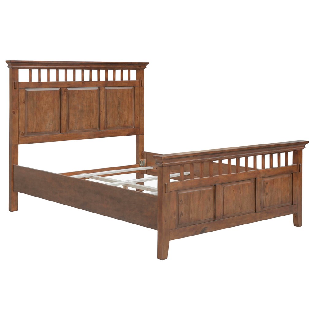 Sunset Trading Mission Bay Queen Bed / Amish Brown Solid Wood / Panel Headboard and Footboard - Sunset Trading CF-4901-0877-QB