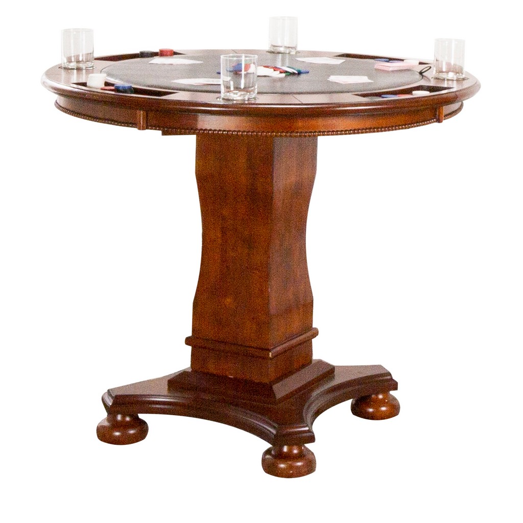 Bellagio Round Counter Dining Chess Poker Table�with Reversible Game Top Cherry Brown Wood