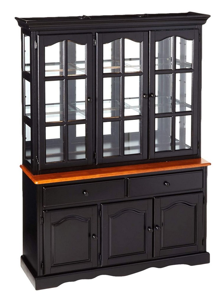 Sunset Trading Black Cherry Selections Treasure Buffet and Lighted Hutch / Antique Black and Cherry - Sunset Trading DLU-22-BH-BCH