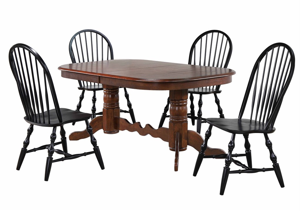 Sunset Pedestal Double Dining Set Chestnut Table Chairs