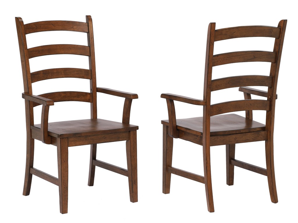 Sunset Trading Simply Brook Ladder Back Dining Arm Chair ( Set of 2 ) In Amish Brown - Sunset Trading DLU-BR-C80A-AM-2