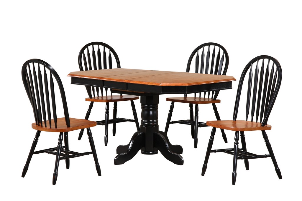Pedestal Extendable Dining Set Chairs Sunset