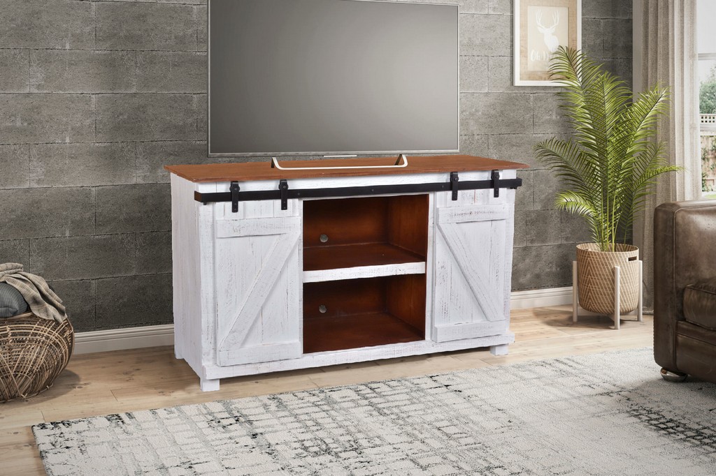 Console Media Cabinet Tv Stand Wood Sunset