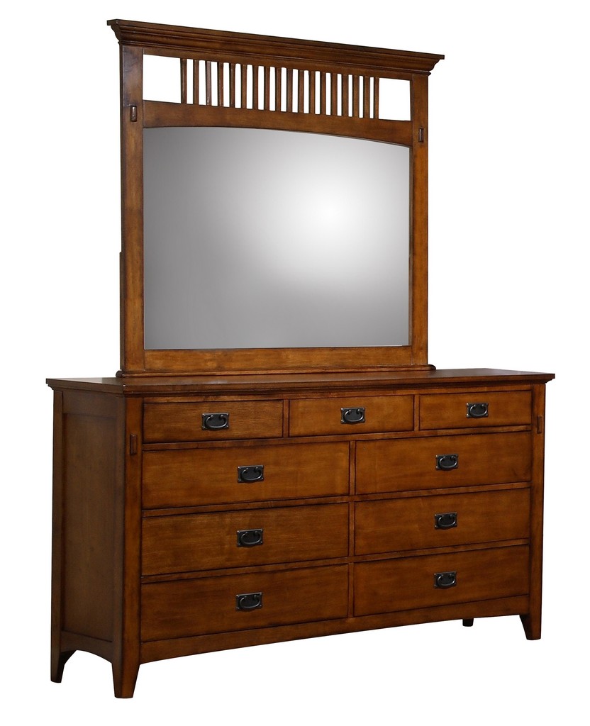 Sunset Trading Tremont Dresser and Mirror Set In Distressed Brown - Sunset Trading SS-TR750-DR_MR