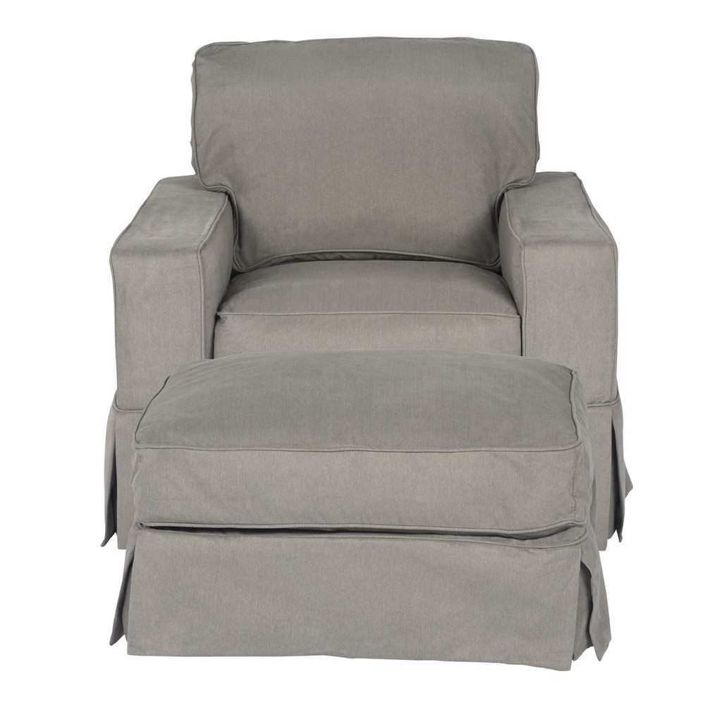 Sunset Slipcover Set Arm Chair Ottoman Gray