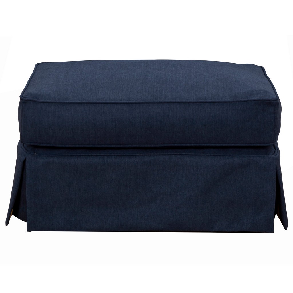 Americana Slipcover Only for Rectangular Ottoman, Stain Resistant Performance Fabric, Navy Blue - Sunset Trading SU-108530SC-391049
