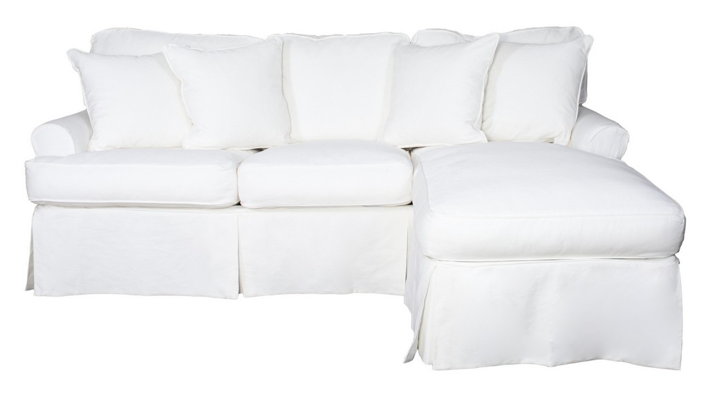 Slipcovered Sleeper Sofa Chaise White Sunset