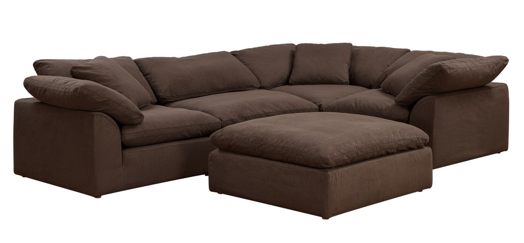 Slipcovered Modular Sectional Sofa Ottoman Brown
