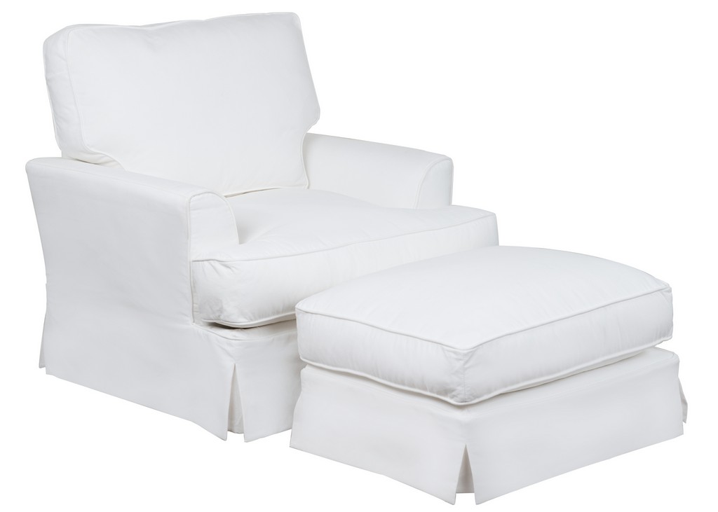 Sunset Trading Ariana Slipcovered Chair with Ottoman In White Performance Fabric - Sunset Trading SU-78320-30-81