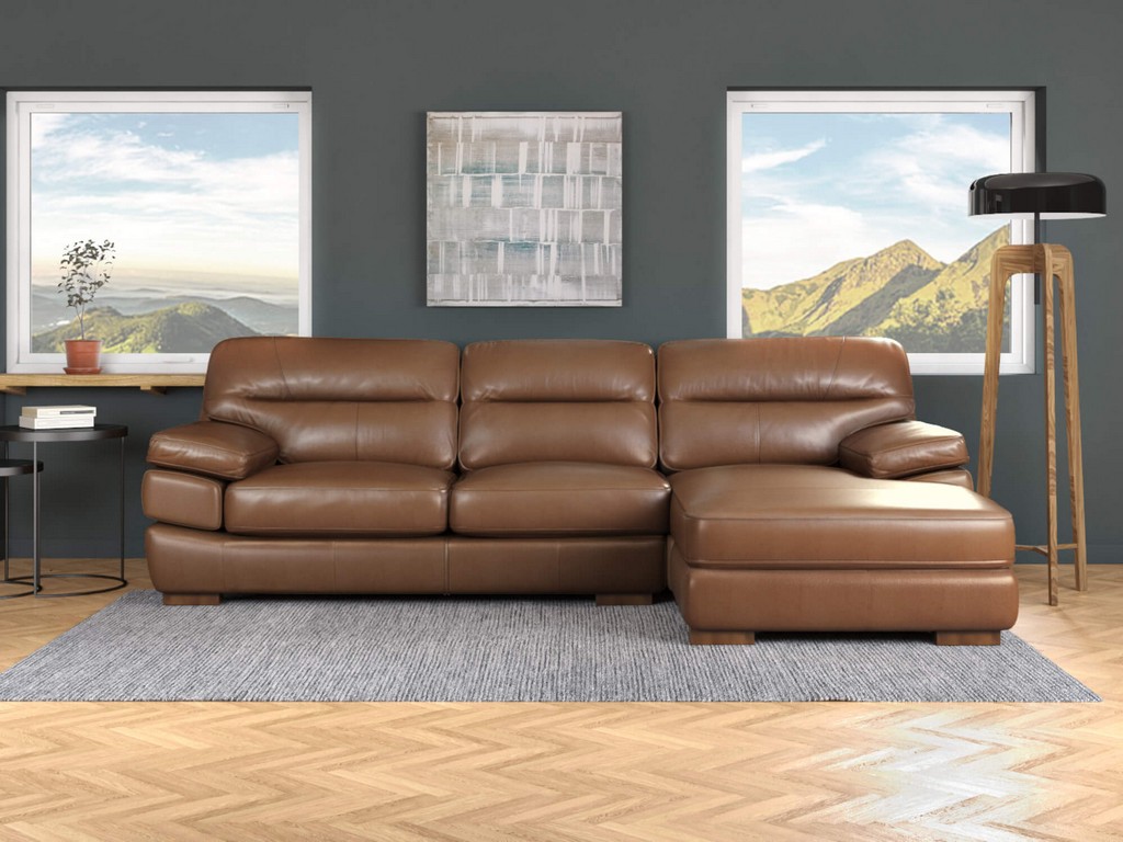 Leather Sofa Chaise Seating Couch Sectional Sunset