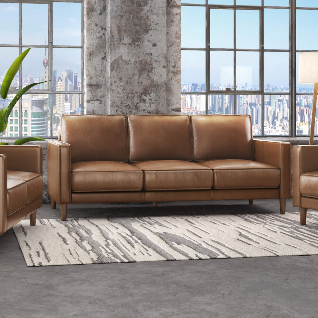Leather Sofa Seater Couch Sunset