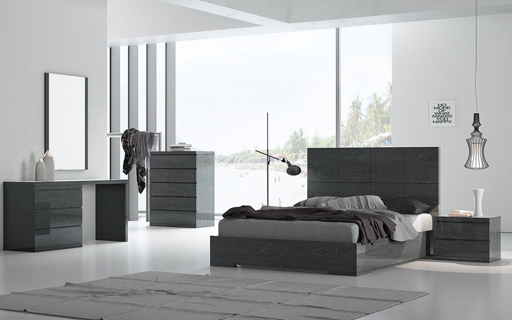 Whiteline Furniture Bed Queen Headboard Gray