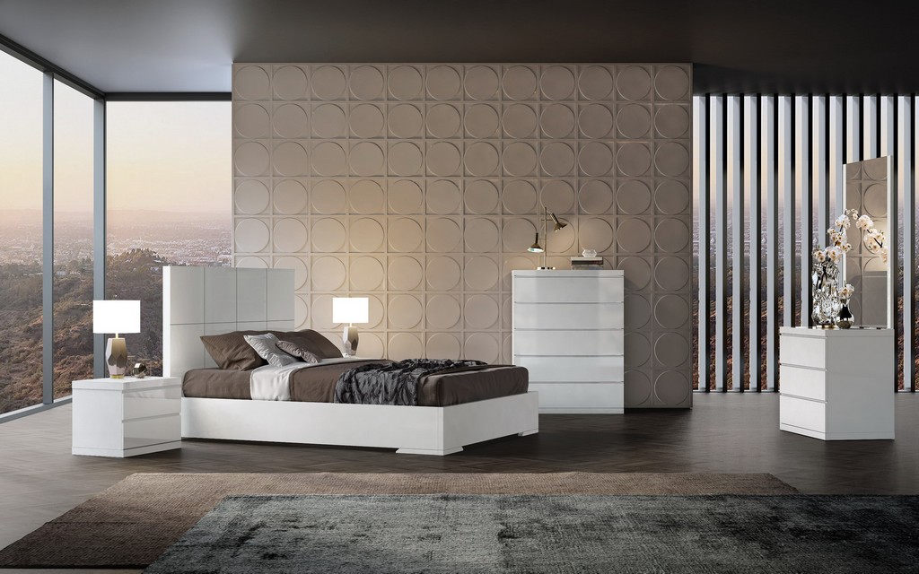 Whiteline Furniture Bed Queen Headboard Gloss