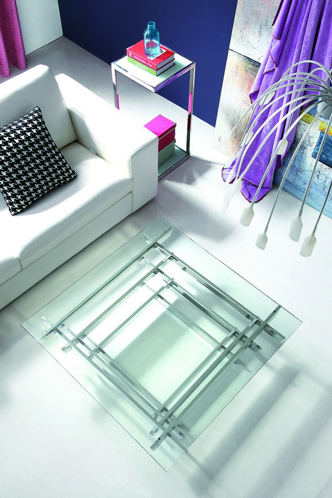 Coffee Table Square Glass Steel