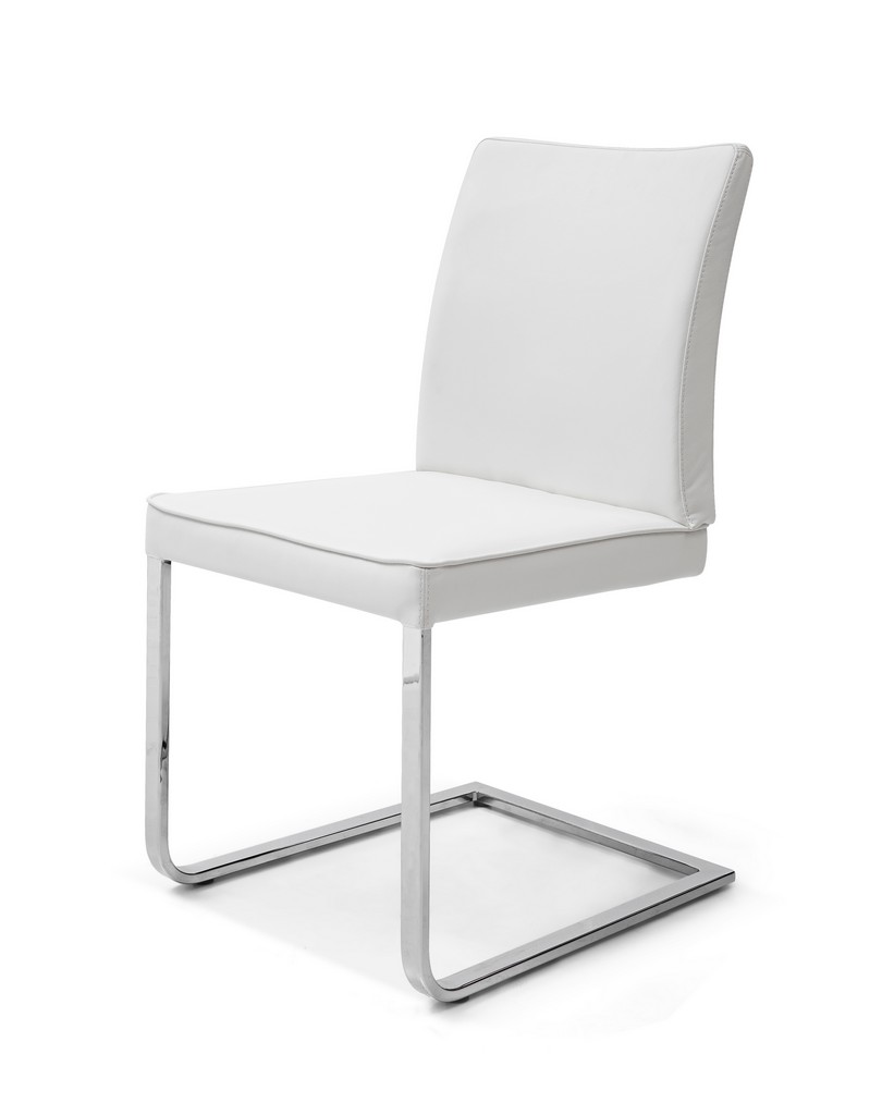 Dining Chair Leather Chrome Whiteline