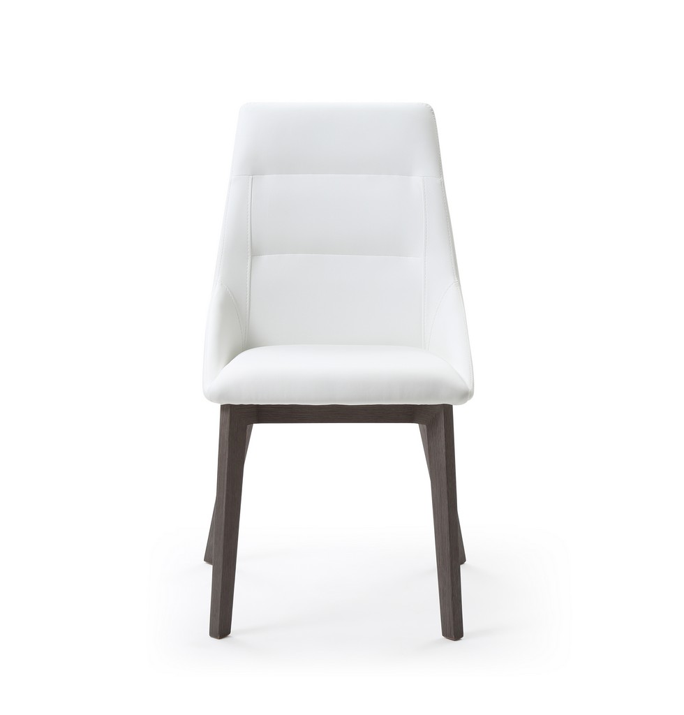 Dining Chair Leather Wood Legs Veneer Whiteline