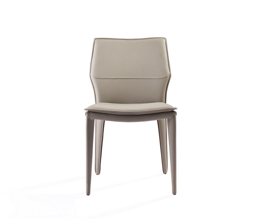 Miranda Dining Chair Light Grey Faux Leather, Steel Legs Fully Covered With Light Grey Faux Leather - Whiteline Modern Living Dc1475-lgry