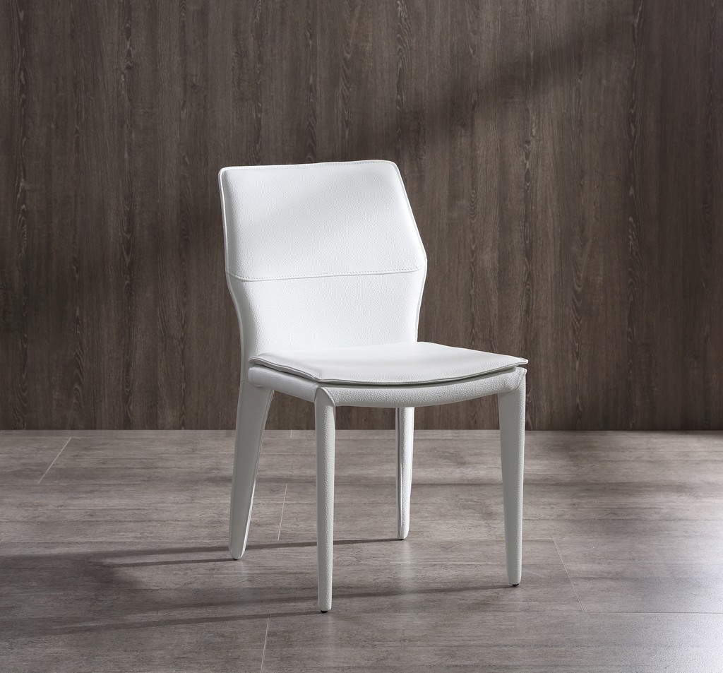 Miranda Dining Chair White Faux Leather, Steel Legs Fully Covered With White Faux Leather - Whiteline Modern Living Dc1475-wht