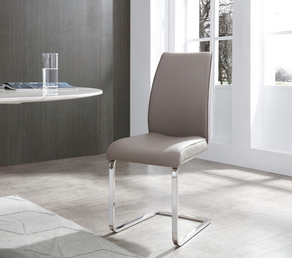 Dining Chair Leather Steel Whiteline