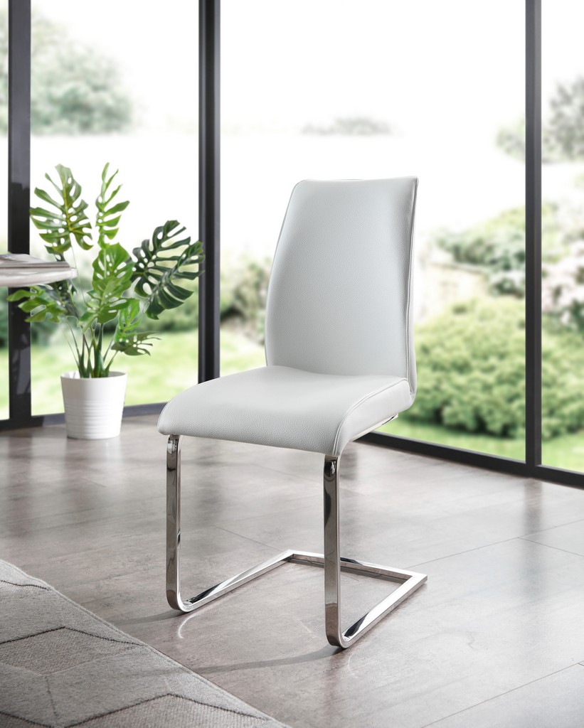 Dining Chair Leather Steel Whiteline