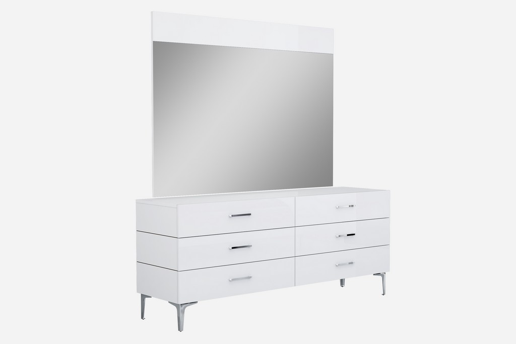 Whiteline Furniture Dresser Double Drawers Chrome