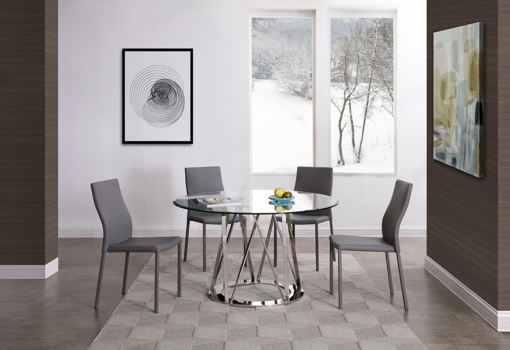 Whiteline Furniture Round Dining Table Glass Top