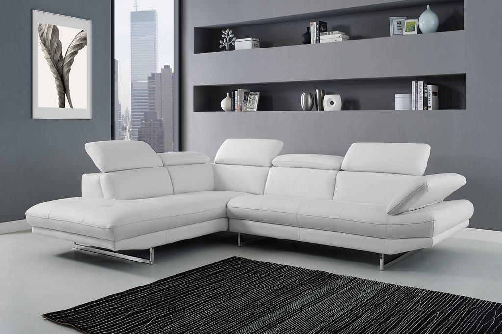 Sectional Chaise Left Leather Whiteline