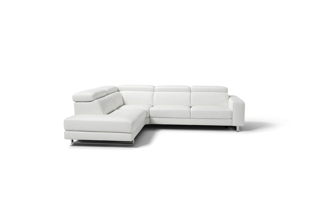 Large Sectional Chaise Leather Electric Recliner Whiteline