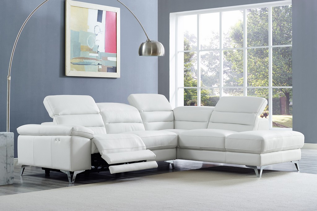 Sectional Chaise Right Leather Whiteline