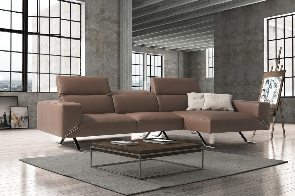 Whiteline Sectional Chaise Leather Head Rest