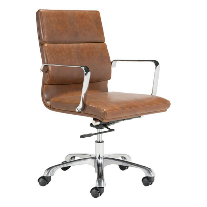 Fine Mod Imports Soft Pad Office Chair Mid Back In Brown - Fmi10302-brown