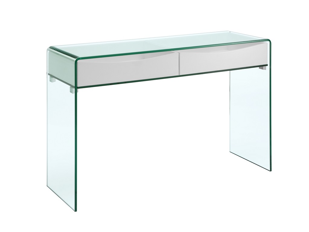 Ibiza Console Table In High Gloss White Lacquer With Clear Glass - Casabianca Cb-020-console-wht