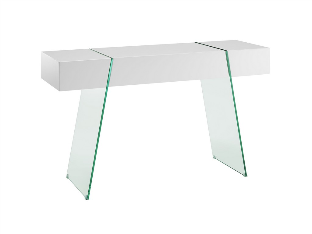 Il Vetro Cabana Console Table In High Gloss White Lacquer With Clear Glass - Casabianca Cb-111-dr-console-wh