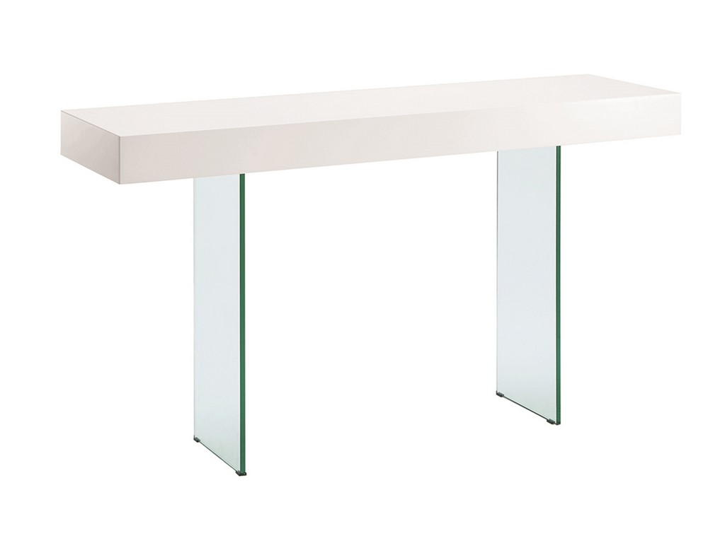 Il Vetro Console Table In High Gloss White Lacquer With Clear Glass - Casabianca Cb-111-w-console