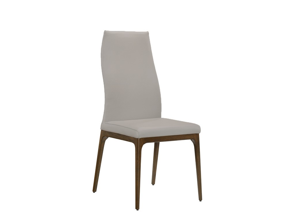 Moritz Dining Chair In Light Gray Leather With Walnut Wood Legs - Casabianca Cb-1574gwa