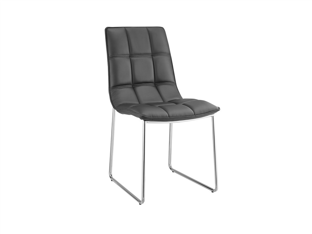 Leandro Dining Chair In Black Pu-leather With Stainless Steel Base - Casabianca Cb-870-bl