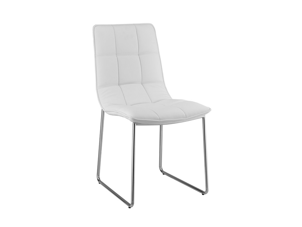 Leandro Dining Chair In White Pu-leather With Stainless Steel Base - Casabianca Cb-870white