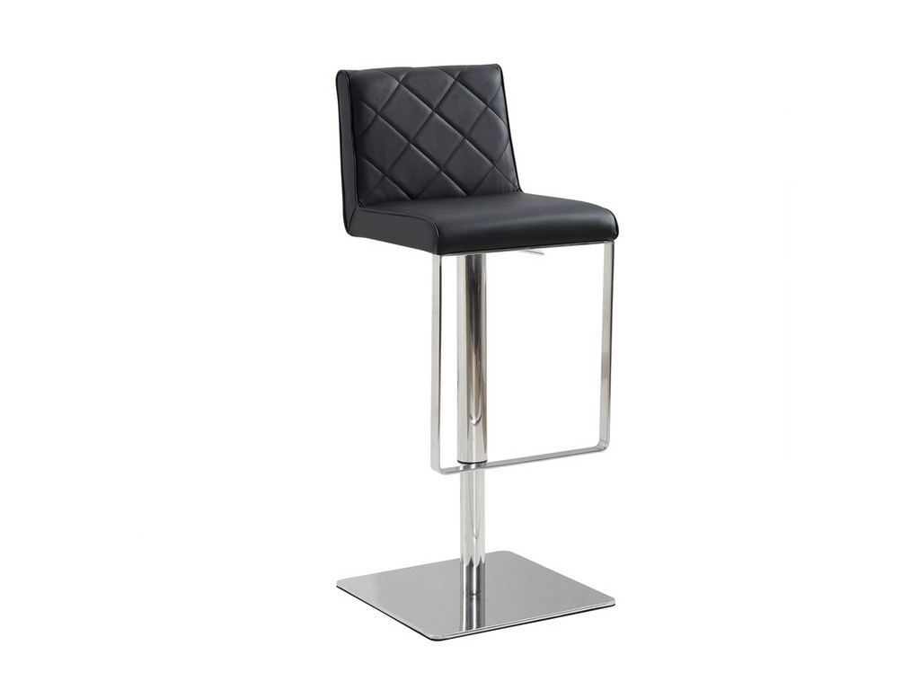 Loft Bar Stool In Black Leatherette With Stainless Steel Base - Casabianca Cb-922-bl-bar