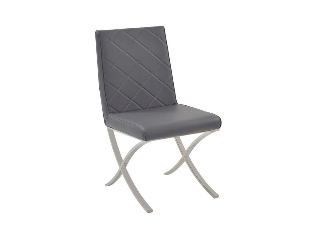 Loft Dining Chair In Dark Gray Pu-leather With Stainless Steel Base - Casabianca Cb-922-g