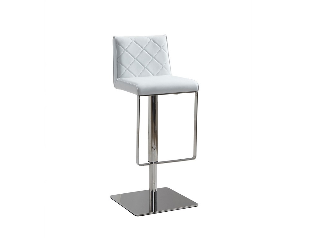 Loft Bar Stool In White Pu-leather With Stainless Steel Base - Casabianca Cb-922-wh-bar
