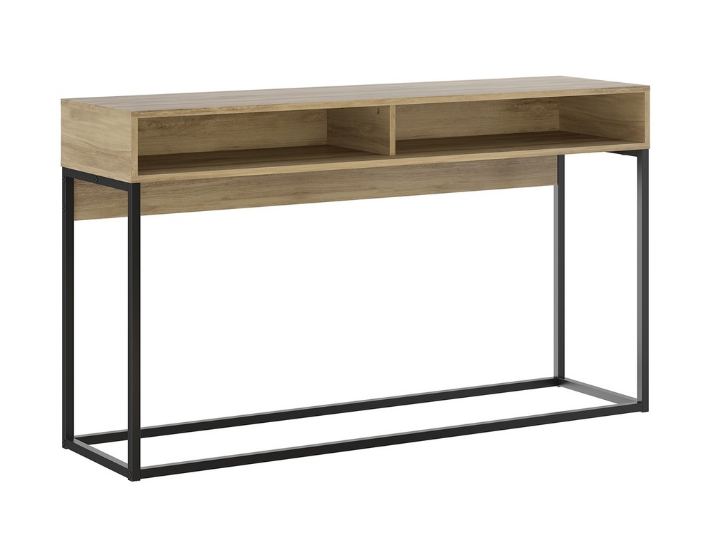 Picture of NOA console table in oak melamine with black painted metal frame - Casabianca KD-B130OK