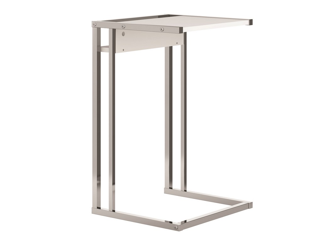 Noa C End Table In Matte White With Chromed Metal Frame - Casabianca Kd-b150wh