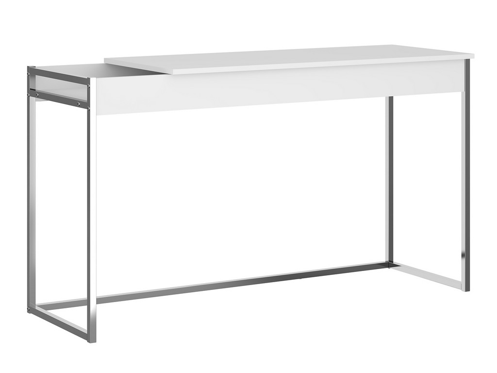 Noa Office Desk In Matte White With Chromed Metal Frame - Casabianca Kd-b190wh